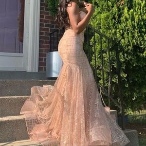 Pink sparkly prom dress mermaid bodycon prom dress